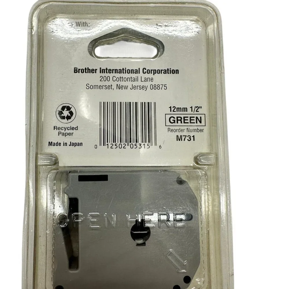 Brother P-touch M731 Black On Green Label Maker Tape (Set of 3)